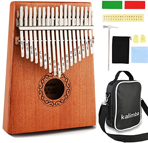 Kalimba 17 Schlüssel, Nabance Daumenklavier Kalimba Professionelles Finger Daumen Piano Karimba Instrument mit Tragetasche Stimmhammer Studienanleitung für Kinder Anfänger