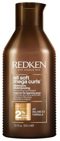 Redken Haarshampoo für trockenes, lockiges oder krauses Haar für Feuchtigkeit und Geschmeidigkeit, Mit Aloe-Vera, All Soft Mega Curls Shampoo, 300 ml