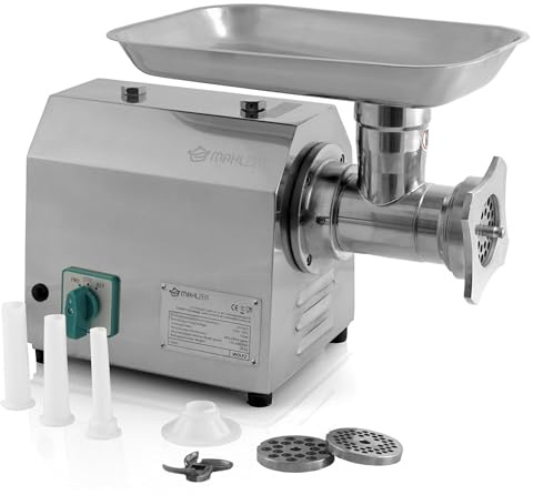 Mahlzeit Profi Fleischwolf elektrisch aus Edelstahl | 750W – 150 kg/h | Faschiermaschine, Wurstmaschine in Gastro Qualität | Fleischmaschine mit Wurstfüller, Sausage Maker
