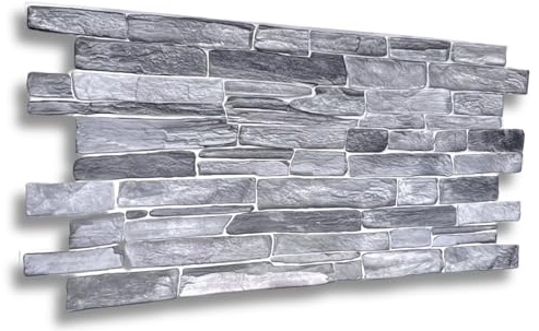6m² 3D PVC Paneele Stein Optik 15 Stück, Wandpaneele Wandverkleidung Decke Deckenpaneele PVC-Verkleidung Wandtatto Fliesen Imitat 90x48cm (Grey CPVC01)