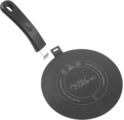 ACTIV CUISINE Induktion Adapterplatte 20 cm Induktionsadapterplatte mit abnehmbarem Griff Moka Induktionskochteller Adapter Edelstahl für die Verwendung von Kochgschirr auf Induktion, Schwarz