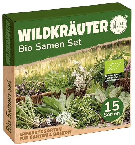 Little Plants Bio Wildkräuter Samen Set - 15 samenfeste Sorten | Kräutersamen, Samenfest, Kräuter, Sämereien Saatgut Set