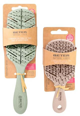 Beter - Haarbürsten-Set – Anti-Zug-Bürste + Mini-Bürste, ideal für Reisen, Natural Fiber