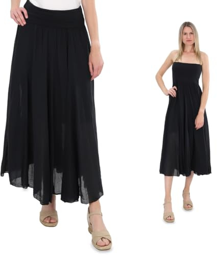 Malito - Damen Maxirock - locker geschnittenes Bandeaukleid aus Baumwolle - Rock mit elastischem Jerseybund 80150 - OneSize