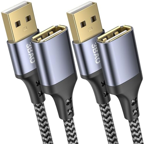 3BAO USB Verlängerung kabel [2Pack 2m ],USB 2.0 A Stecker zu Buchse Verlängerungskabel Ladekabel Daten Sync Extender für Scanner,Kartenleser,Maus,Oculus Rift,PS VR,Tastatur,Drucker usw