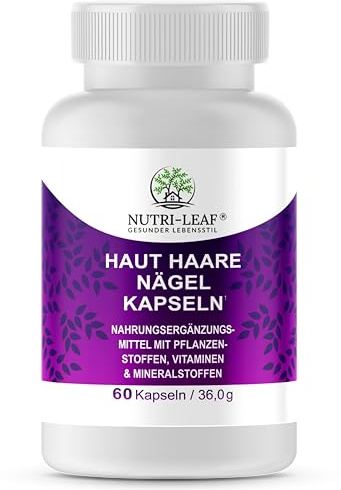 NUTRI-LEAF Haut-Haare-Nägel Kapseln hochdosiert mit Biotin, Silicium, Hirse, Brennnessel, Zink und B Vitaminen – Nahrungsergänzungsmittel