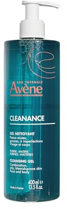 AVÈNE Cleanance - Reinigungsgel - Reinigt & mattiert - Mit Avène Thermalwasser - Reduziert Unreinheiten & überschüssigen Talg - Gesicht und Körper - Seifenfrei - Zu Akne neigende Haut - 400 ml