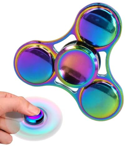 KYLOS Fidget Spinner Metall Finger Spinner Fidget Toys Edc Edelstahl Lager 2-5 Min Hochwertig Hand Kreisel Adhd Anti Stress Spielzeug Tri-Spinner Geschenk Für Kinder Erwachsene Bunt