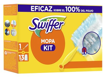 Swiffer Staubmagnet Starter-Set (1 Griff + 13 Nachfülltücher) Fängt Und Schließt 3-mal Mehr Staub Und Haare Ein Als Herkömmliche Staubwedel