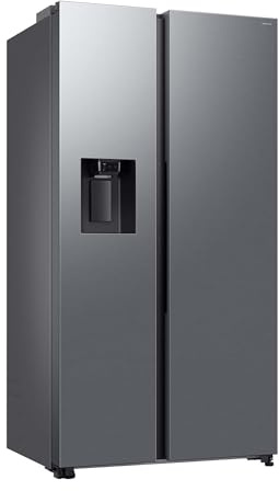 Samsung RS70F66KBTEF Side-by-Side Kühl-Gefrierkombination, AI Kühlschrank mit Gefrierfach, 178 cm, 634 l, Eis-/Wasserspender mit Festwasseranschluss, AI Energy Mode, Twin Cooling+, Edelstahl Look