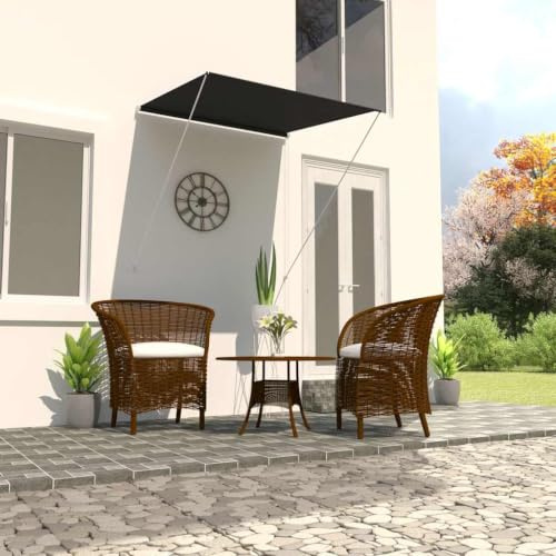 Markise, Klemmmarkise Einziehbar, Sonnenschutz für Fenster Terrasse Balkon, Balkonmarkise Fallarmmarkise Fenstermarkise,Anthrazit,100 x 150 cm