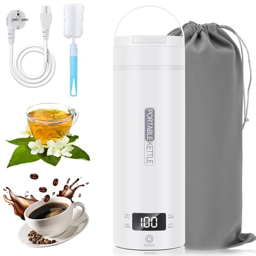 Mkitnvy Elektrischer Reisewasserkocher Klein 500ML,Tragbarer Wasserkochers | 304 Edelstahl, Automatisches Schließen, Schnelles Kochwasser, Mini Wasserkocher,Reisewasserkocher Klein,Reise Wasserkocher