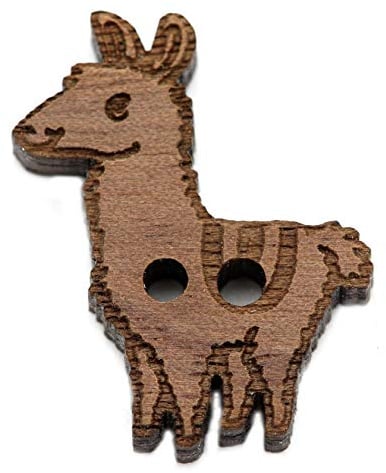 NaturSchatulle Holzknöpfe Motiv Alpaka | 5 Stück Nussbaum 2 Loch Knöpfe Holz DIY Basteln Nähen Schmuckherstellung Annähen Kinderknöpfe