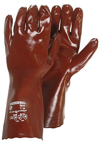Säurehandschuhe - Paar PVC-Handschuhefür den Umgang mit flüssigen, chemischen und Erdölprodukten – Größe 10/L