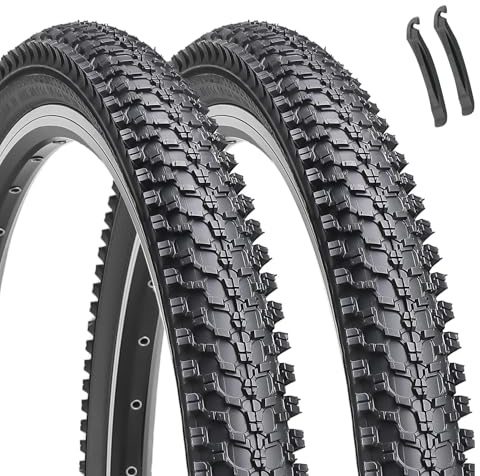 Hycline 2 Stück Fahrradreifen, 66 x 4,95 cm, faltbarer Ersatzreifen für MTB, Mountainbike, Schwarz, Paar (2 Reifen)
