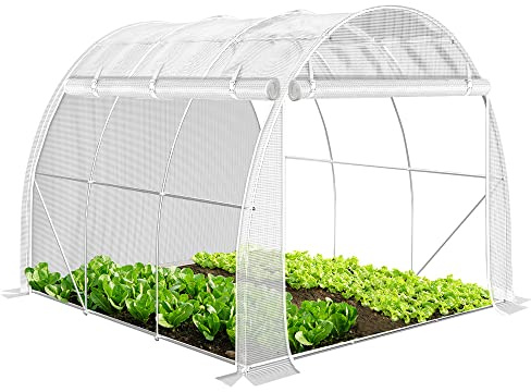 VOUNOT® Gewächshaus Foliengewächshaus, Seitenwände Aufrollbar Winterfest, Tomatenhaus Folientunnel, 3x2x2m 6m², Weiß