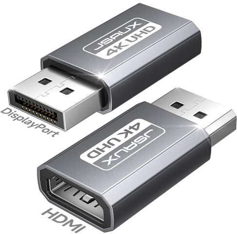 JSAUX 2 Stück Displayport auf HDMI Adapter, 4K DP PC zu HDMI Monitor Konverter Video UHD 4K@30Hz/2K@60Hz/1080P@120Hz Adapter Displayport auf HDMI Kompatibel mit Dell, Lenovo, HP,GPU, AMD, NVIDIA
