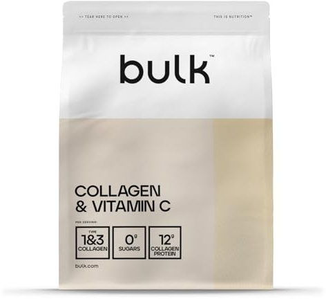 Bulk Kollagen und Vitamin C Pulver, Kollagen Peptide, Erdbeere, 500 g