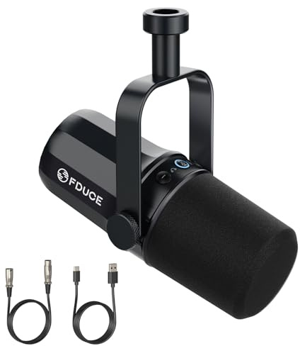 FDUCE SL40 Vocal Podcast Mikrofon , XLR/USB mikrofon | Kopfhörerausgang, eine Stummschalt-Taste und einen Lautstärkeregler,Dynamisches Ganzmetall-Mikrofon, für Streaming, Aufnahmen