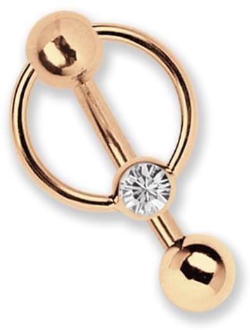 Modern Nature Piercing-Schmuck Intimpiercing oder Bauchpiercing Banane Rose Gold beschichtet in 1,6 mm Stärke mit 5 mm Lochkugel und BCR