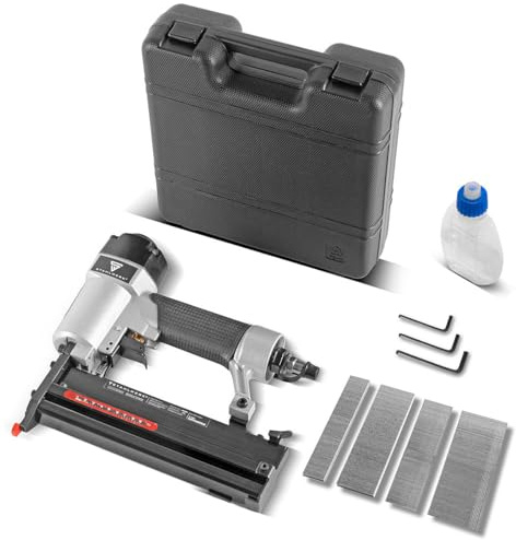 STAHLWERK Druckluft Nagler DN-50 ST 2 in 1 Nagelpistole | Tacker mit 5-7 Bar Arbeitsdruck, Metallgehäuse, geeignet für 18 Gauge Nägel und Tackernadeln inklusive Zubehör und Transportkoffer