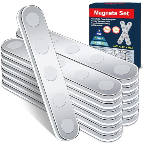 BKSAI 12er Unzerbrechliche Magnete Selbstklebend Stark Magnetband zum Kleben Neodym Magnete Klebemagnete 58x10x2mm Magnetband Flach für Schule, Büro Fixierungskomponente