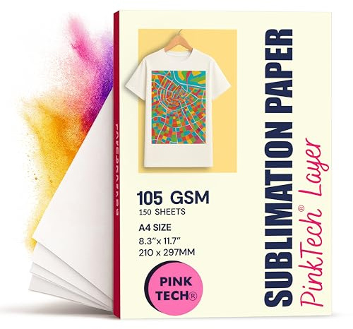Hayes Paper Co. Sublimationspapier 150 Blatt (105g) 210 x 297 mm, DIN A4 Transferpapier, ideal für Inkjet Drucker mit Sublimationstinte, schnell trocknend, wischfest auf vielen Materialien
