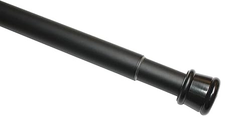 GARDINIA Spannstange, Metall-Stange, Ausziehbar, Gardinenstange ohne Bohren und Schrauben, Ø 23/26 mm, Länge 90-140 cm, Schwarz-matt