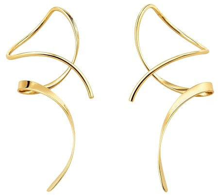 Spiraldraht-Ohrringe für Frauen, 14 Karat Gold, handgebogen, Anhänger, Geschenk für Frauen, ist perfekt als für Geburtstagsfeiern.