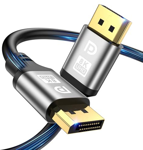 jojobnj 16K DisplayPort Kabel 5M,Displayport 16K@60Hz, 8K@120Hz, 4K@240Hz, HBR3 32.4Gbps, HDR10, DSC 1.2, HDCP 2.2, G-Sync&FreeSync, DP 2.1 Kabel für Gaming-Monitor, Grafikkarte, Laptop, TV