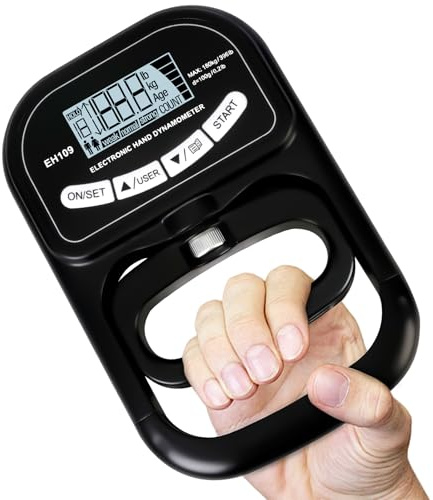 Digitaler Handkraftmessgerät 180KG/396lbs, Hand Dynamometer mit 19 Unabhängigen Aufnahmegruppen, LCD-Display, Grip Strength Trainer mit USB-Ladekabel