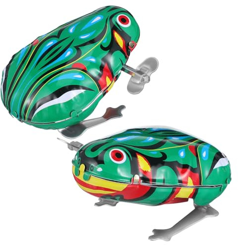 Frosch Spiel Aufziehspielzeug, 2 Stück Blechspielzeug Zum Aufziehen -Uhrwerk Spielzeug Frosch Springen, Eisen Kunst Retro Springende Frösche Spaß Spielzeug für Geschenktütenfüller