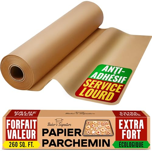 Ungewachstes Backpapier Rolle – 38cm x 64m Butterbrotpapier mit Schneidemesser, Pergamentpapier Rolle zum Backen, Kochen, Grillen, Dampfgaren und Airfryer von Baker's Signature