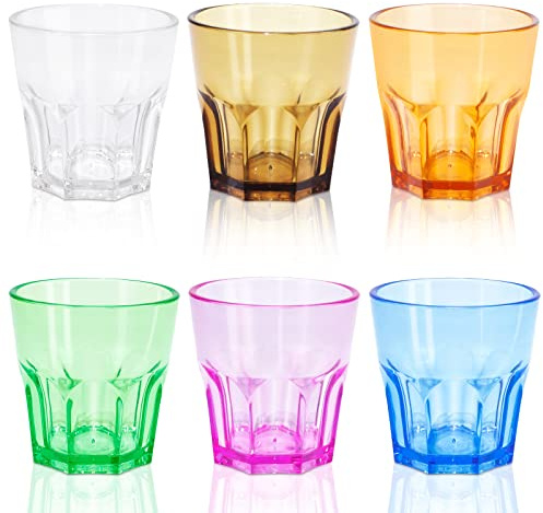 6 Stück Kunststoffbecher Bunt, Kinderbecher Plastik, 5.63 OZ Hochwertige Kunststoff Trinkgläser Set, Wiederverwendbar und Spülmaschinenfest Trinkbecher für Daheim Party Büro Camping, 160 ml Farbe