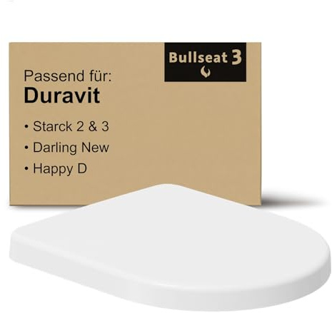 Bullseat WC Sitz passend für Duravit Starck 2, Starck 3 | Toilettendeckel mit Softclose Absenkautomatik | Abnehmbar mit Quick-Release | Antibakterieller Duroplast | Edelstahlbefestigung