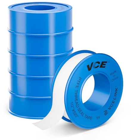 VCELINK PTFE Teflonband Gewindedichtband, Dichtband Wasserleitung für Rohre, Wasserhahn & Poolpumpe, 13,2 m x 12,7 mm x 0,089 mm, Blau, 6 Stück
