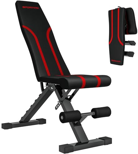 SPORTNOW klappbare Hantelbank multifunktion Fitness Bank mit 6-Fach Verstellbarer Rückenlehne Schrägbank Trainingsbank Flachbank bis 250 kg Bankdrücken Bauchtrainer für Zuhause Fitnessstudio