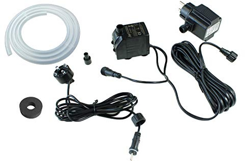 Springbrunnen Pumpe 450 L/H mit Beleuchtung 1 LED Spot Komplett Set (450 RGB) Teichpumpe