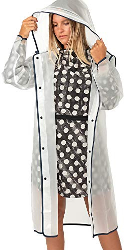 PERLETTI Regenponcho Wasserdicht Damen Herren Reflktierende Details - Regenjacke Wandern Outdoor Trekking Reisen mit Kapuze