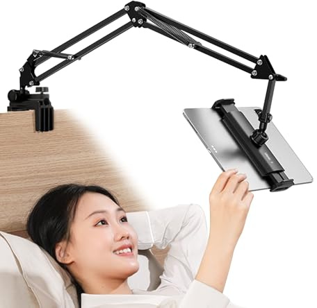 ULANZI Tablet Halterung für Bett & Schreibtisch – 360° Drehbare Universalhalterung mit Federtechnik für iPad, Tablets, Telefone oder Andere Geräte mit 4,6 bis 12,9 Zoll, Starker Klemmarm bis 1,2 kg