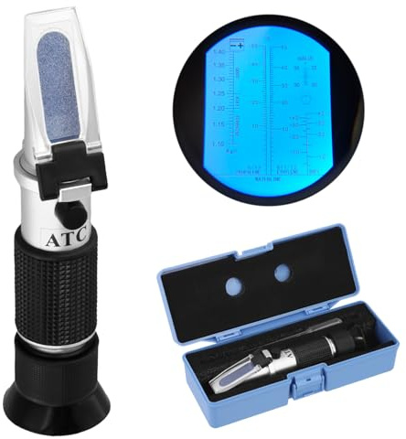 QWORK® 4-in-1 Frostschutz Refraktometer, Ethylen- und Propylenglykol-Kühlmitteltester mit Batteriesäuremessung, für Auto, Industrie
