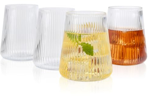 hotder Tritan-Kunststoff weingläser 354 ml, Wassergläser Trinkgläser Saftgläser 4er set, spülmaschinenfest, Perfekt für zu Hause, Camping, Party, BPA-frei Vertikale Gestaltung