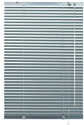 Deco Company Alu-Jalousie ohne Bohren, Zum Klemmen, Inkl. Klemmträgern, Sichtschutz, Lichtschutz, Blendschutz, Aluminium-Jalousie, Silber-Blau, 90 x 130 cm