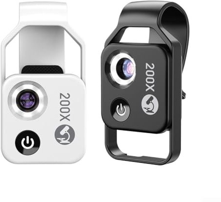 200 x Handy-Mikroskop-Objektiv mit LED-Licht, tragbares digitales Mikroskop für Kinder, Handmikroskop, Dermatoskop, Hautdiagnose, Haaranalysator