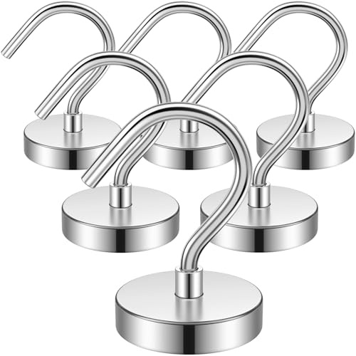 FINDMAG Magnethaken Extra Stark 6 Stück, 18 kg Magnetische Haken | Neodym Magnet Haken für Kreuzfahrt, Camping, Werkstatt, Spind, Küche, Garage, Wohnmobil, Büro, Grill und Badezimmer