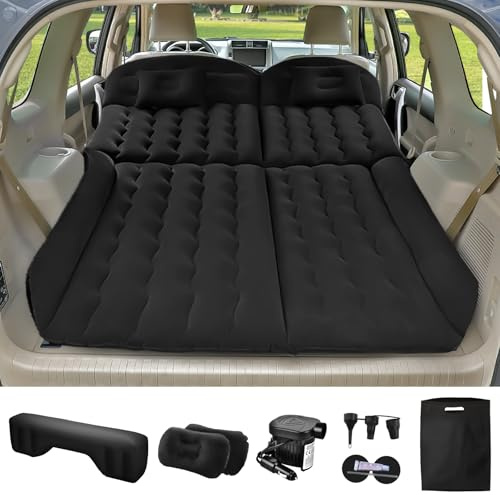 YOOHBERRYS Auto Matratze, 200 * 125cm SUV Auto Luftmatratze mit Luftpumpe, 2 Kissen, Rücksitz Luftmatratze Kissen, Verdickte Beflockung Aufblasbare Auto Bett Kofferraum für Camping