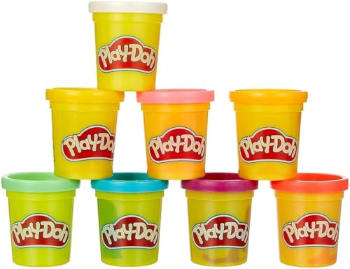 Play-Doh Rainbow Pack 8 x 56g Dosen, Bastel-Set mit hochwertiger Knetmasse in 8 fröhlichen Farben, fördert die Feinmotorik und das Gestalten, kreatives für Kinder ab 2 Jahren