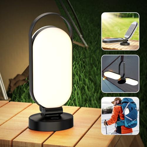 Hapfish LED Campinglampe Akku Aufladbar, 5000mAh Batterie Solar Camping Licht Outdoor, Faltbare Wasserfeste Aufhängen Camping Laterne Zubehör Ausrüstung, Lampen Akku für Zelt, Blackout, Emergency