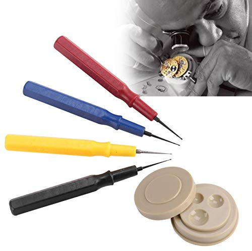Watch Oiler Set, Kunststoff-Uhrenölstift mit 1 Ölbecher 4 Ölstift für Uhrmacher Uhrenreparaturarbeiter (5,12 * 5,12 * 0,83 Zoll)