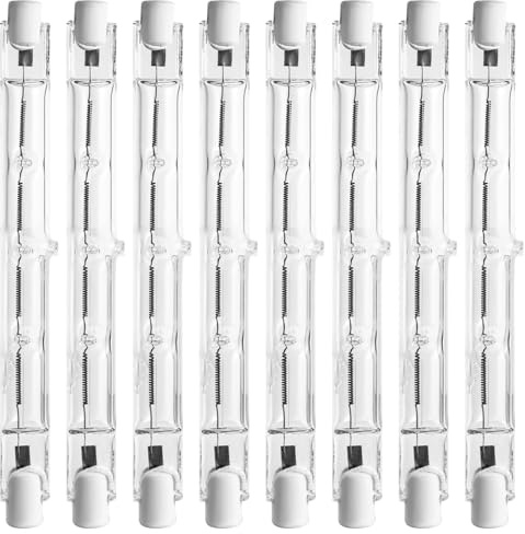 YIIFELL 8 Stück Halogenstab 118mm 500W R7S Halogen Leuchtmittel, AC 220-240V 7000LM 2800K Halogenlampen Dimmbar J118 Halogen für Arbeitsleuchten,baustrahler,Landschaftsleuchten